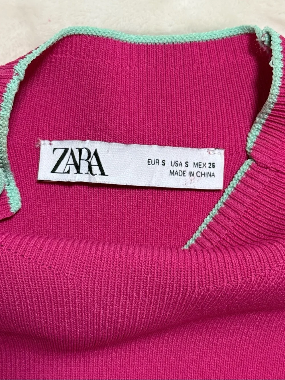 Zara Fuchsia Short-Sleeve Mini Dress with Shoulder Tie - Picture 3 of 4